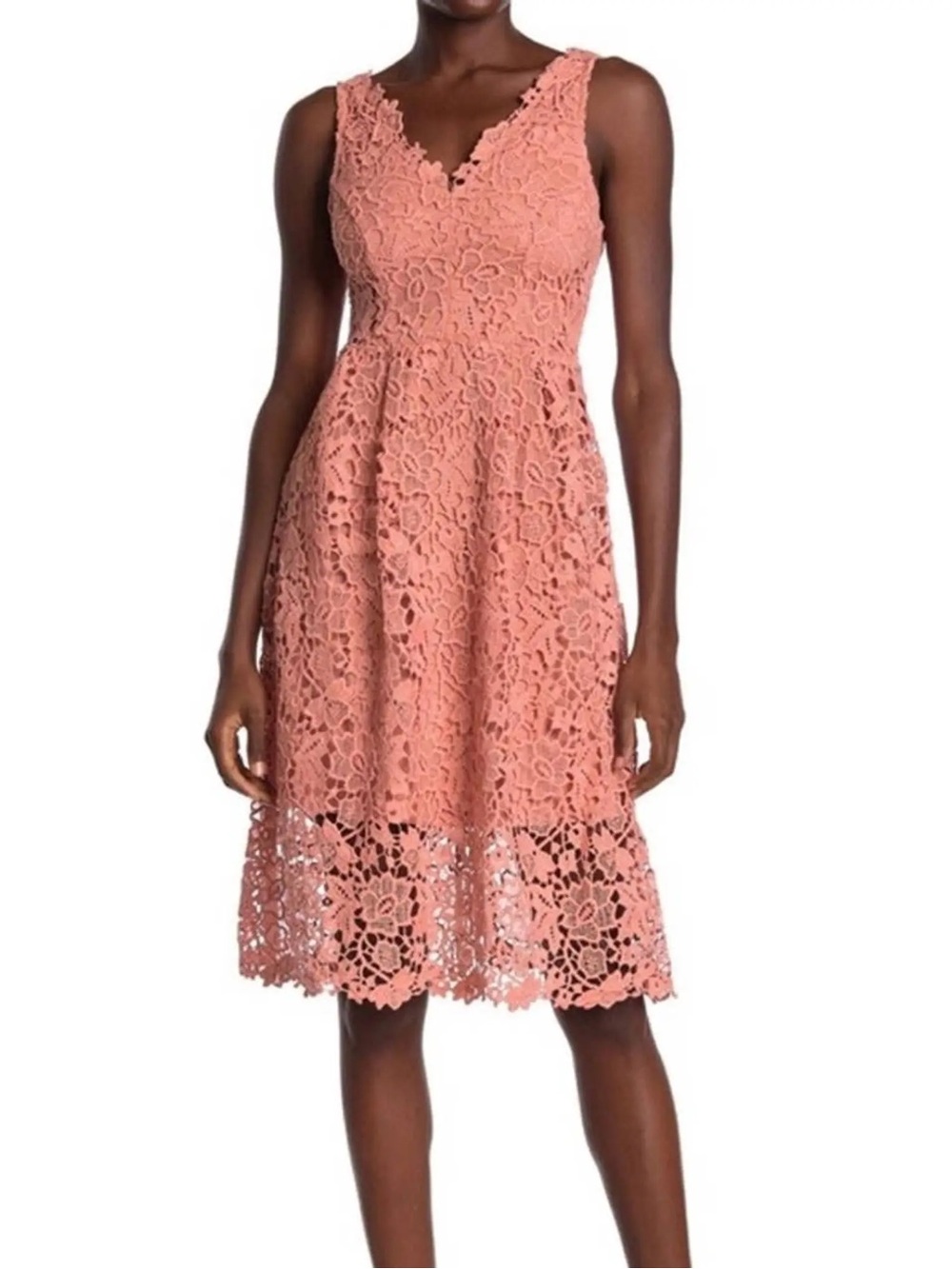 ASTR Blush Lace Midi Dress